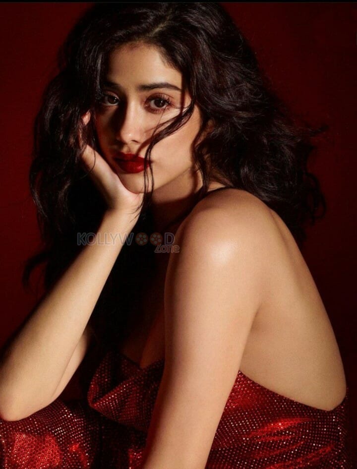Actress Janhvi Kapoor in a Sexy Red Gown Photoshoot Pictures 15