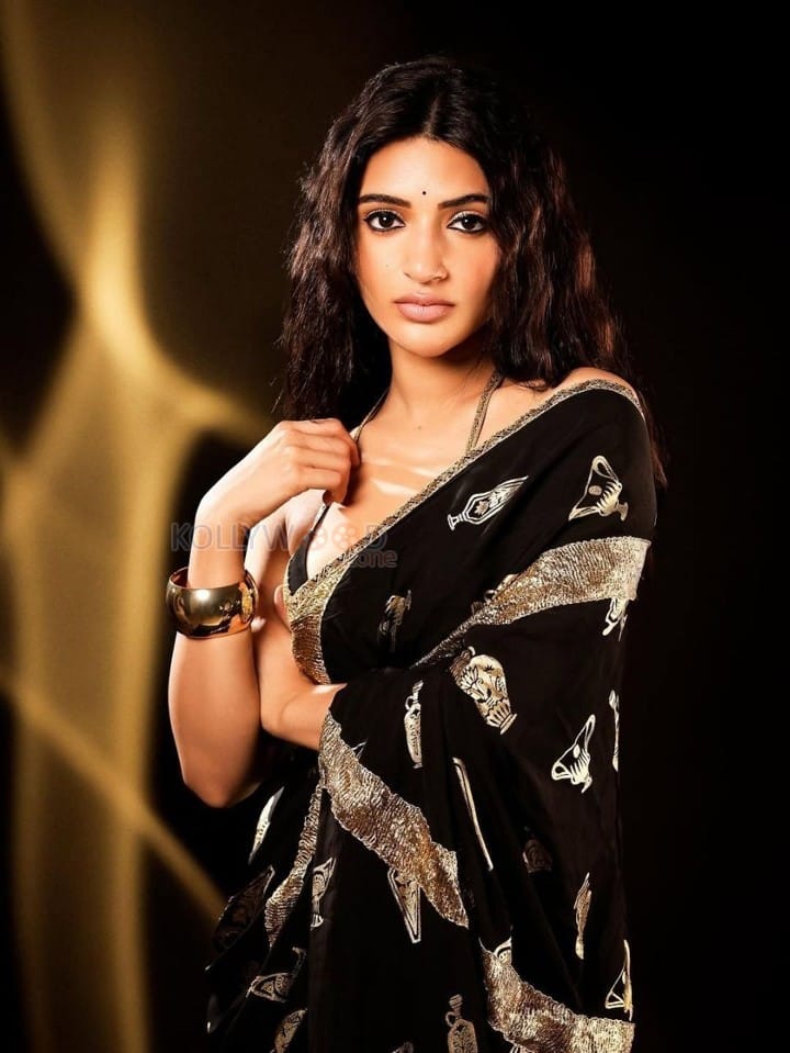 Beautiful Sreeleela in a Black Printed Saree with Embellished Border Pictures 03
