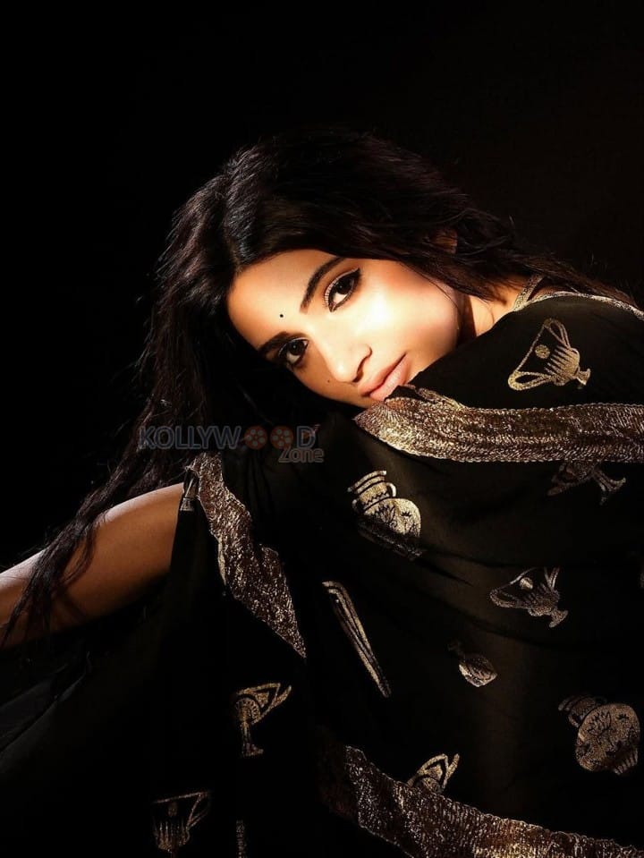 Beautiful Sreeleela in a Black Printed Saree with Embellished Border Pictures 04