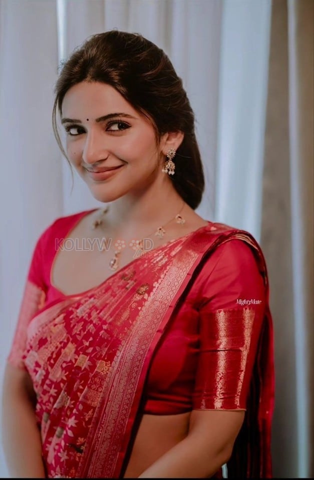 Cute Sreeleela in a Red Silk Saree Pictures 02