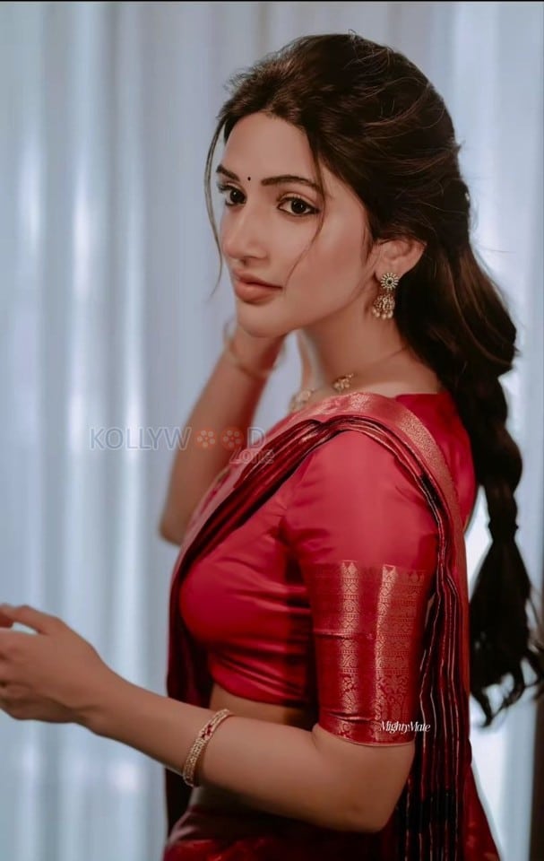 Cute Sreeleela in a Red Silk Saree Pictures 03