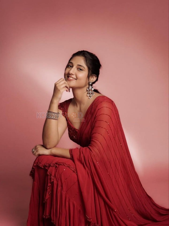 Graceful Ritika Nayak in a Red Saree with a Sleeveless Blouse Pictures 04