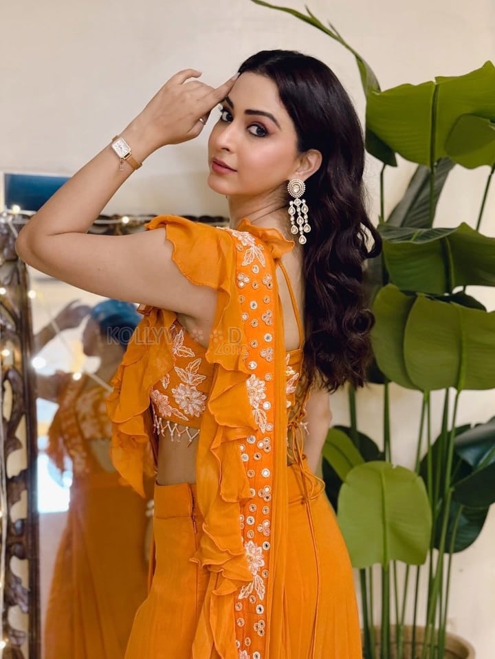 Kya Masti Kya Dhoom Actress Eeshanya Maheshwari in a Stylish Orange Saree Photos 03