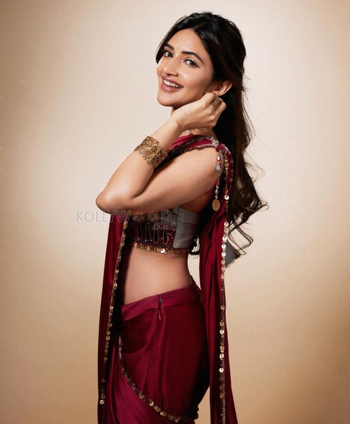 Stunning Sreeleela in a Bold Red Saree with Embellished Blouse Photos 02
