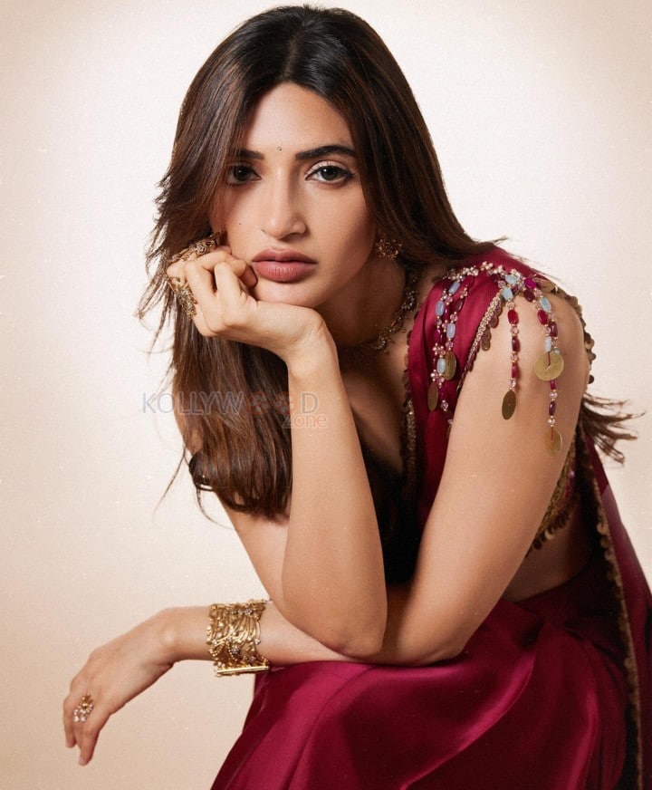 Stunning Sreeleela in a Bold Red Saree with Embellished Blouse Photos 03