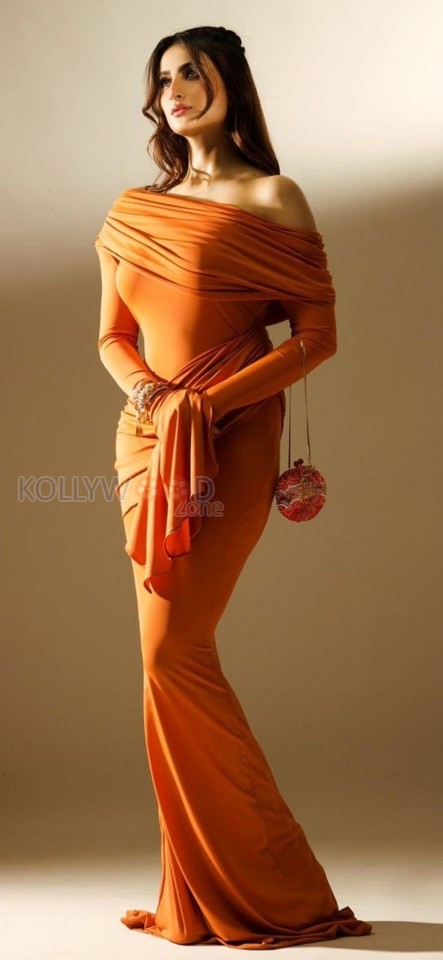 Bold and Stylish Palak Tiwari in a Full Length Orange Dress Pictures 02