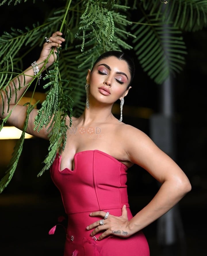 Glamorous Akanksha Puri in a Pink Strapless Gown at Zee Cine Awards Photos 03