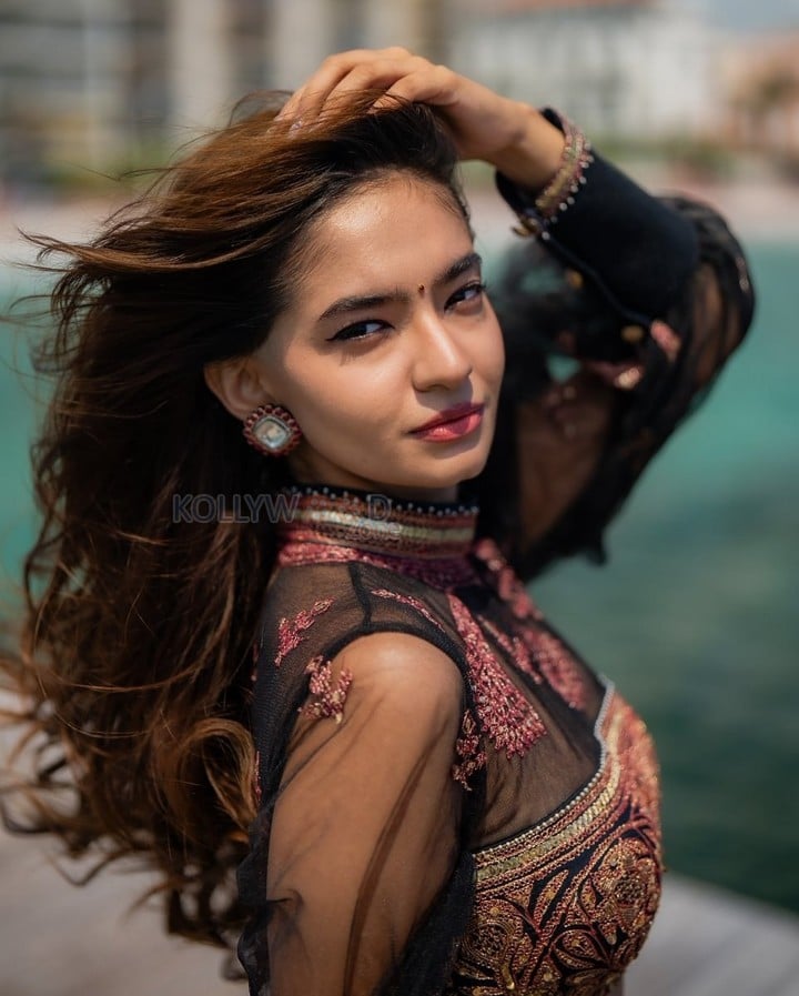 Mesmerising Anushka Sen in a Sheer Black Net Blouse with Billowy Sleeves and Chanderi Skirt at Cannes Film Festival 2025 Pictures 06