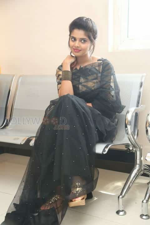 Actress Shravya Black Saree Photos 02