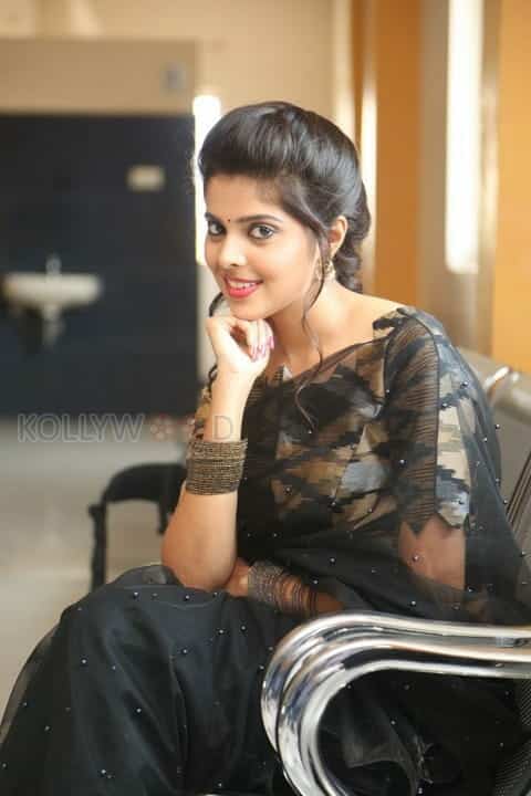 Actress Shravya Black Saree Photos 06