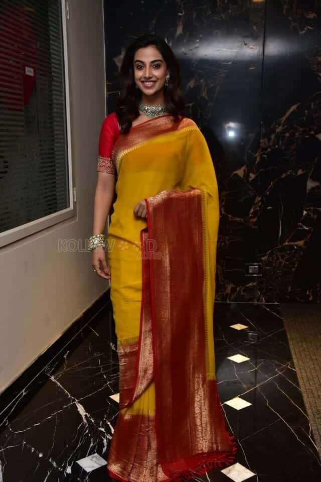 Beautiful Meenakshi Chaudhary in Saree Silk Saree at Hit 2 Teaser Launch Pictures 07