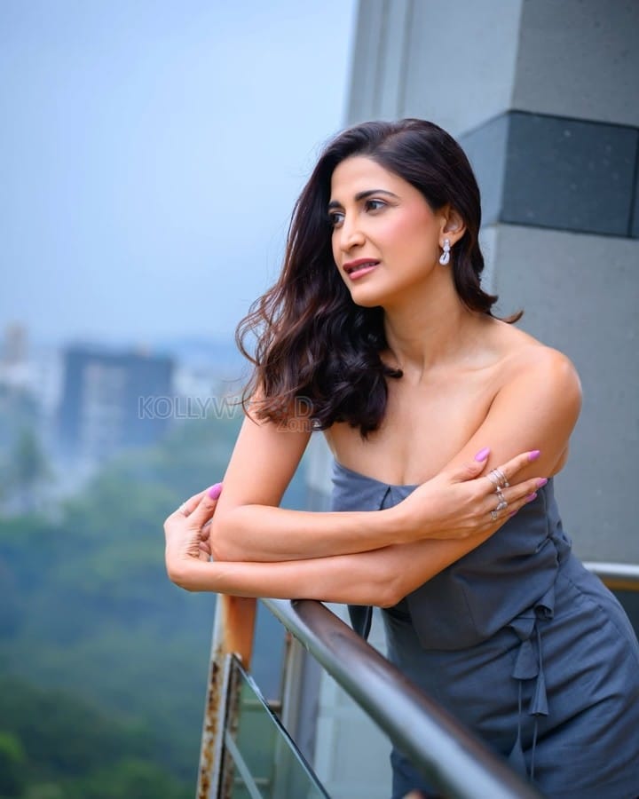 Forbidden Love Actress Aahana Kumra in a Strapless Grey Dress Pictures 03