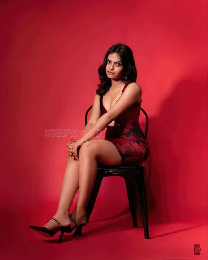 Malayalam Actress Gopika Ramesh in a Sexy Red Satin Dress Photos 04