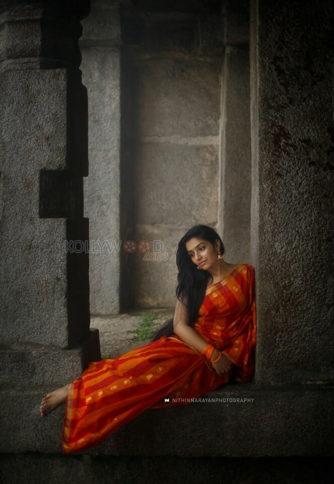 Malayalam Actress Rajisha Vijayan in a Red Saree Photoshoot Pictures 04