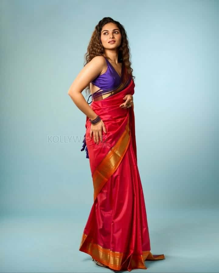 Stunning Kayadu Lohar in a Red Silk Saree Photos 05