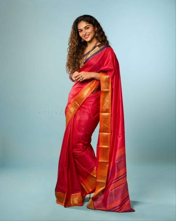 Stunning Kayadu Lohar in a Red Silk Saree Photos 06