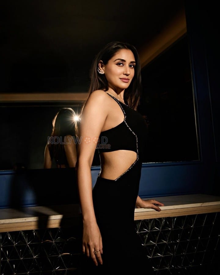 Gul Gule Bakawali Actress Nikita Dutta in a Black Cut Out Bodycon Maxi Dress Pictures 03