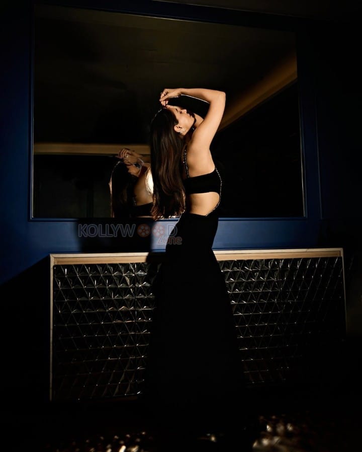 Gul Gule Bakawali Actress Nikita Dutta in a Black Cut Out Bodycon Maxi Dress Pictures 05