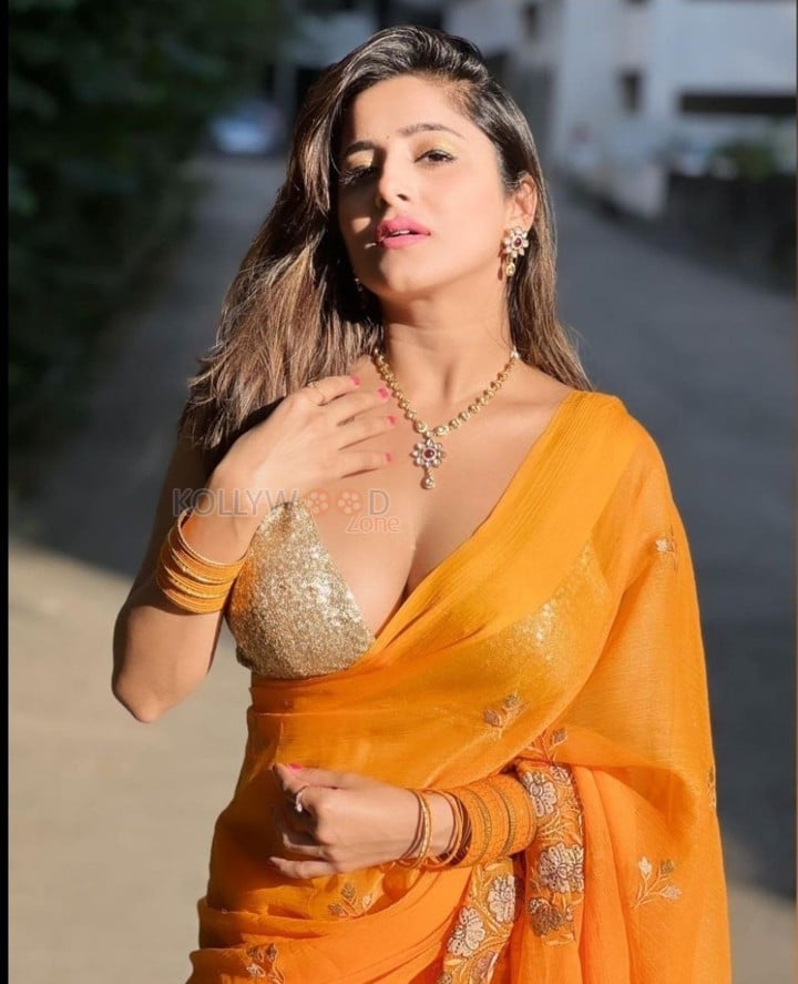 Hot Kate Sharma in an Orange Saree Photos 01
