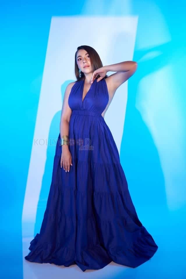 Maanvi Gagroo in a Blue Maxi Dress Photos 01