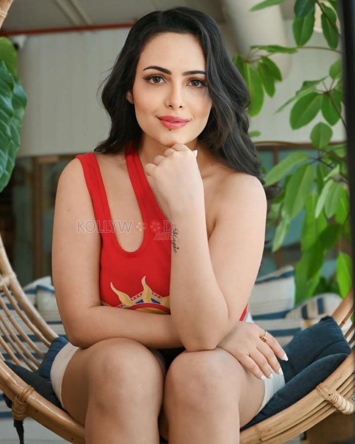 Red Hot Aanchal Munjal in a Masterpiece One Shoulder Crop Top Pictures 02