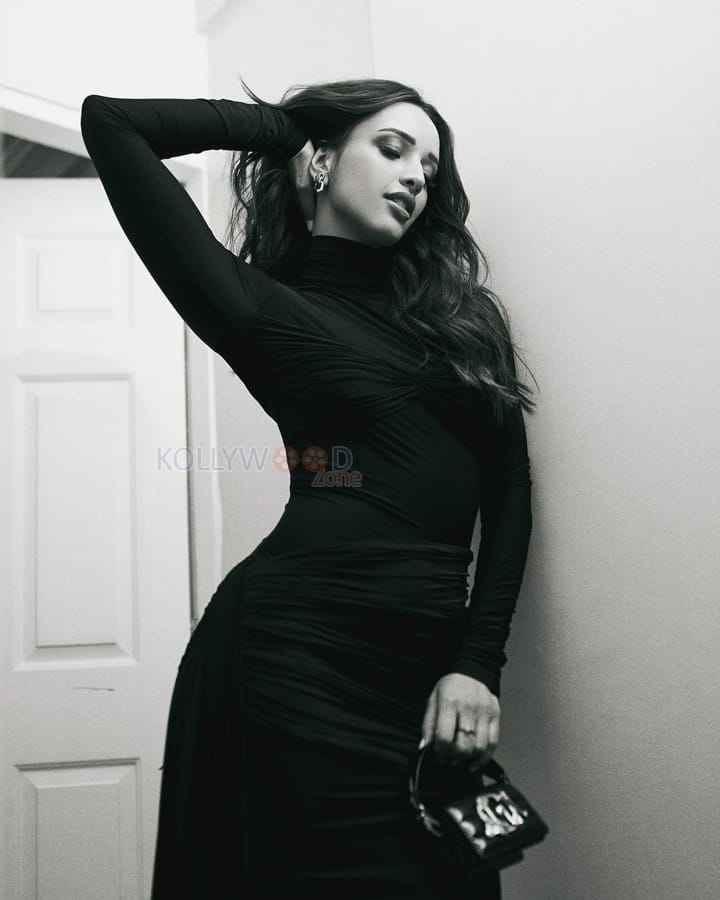 Animal Heroine Tripti Dimri in a Black Bodycon Maxi Dress Photos 06