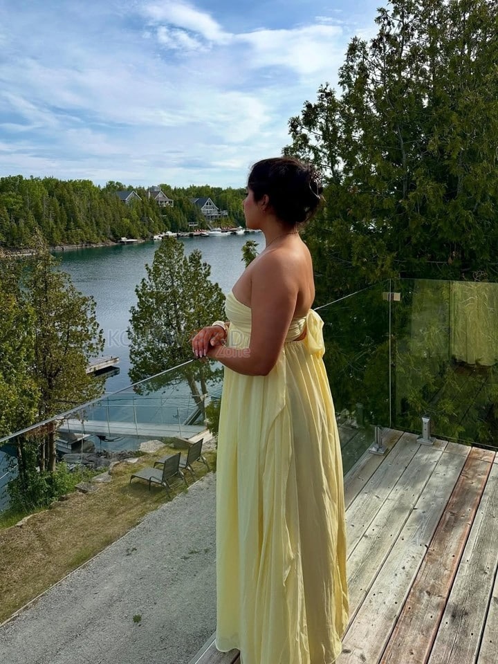 Chubby Beauty Nikita Sharma in a Pistachio Green Bodice Maxi Dress Photos 04