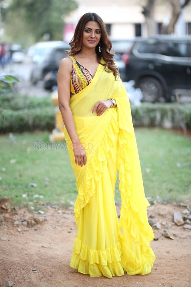 Actress Kashishh Rajput in a Yellow Saree with a Sleeveless Blouse Photos 15