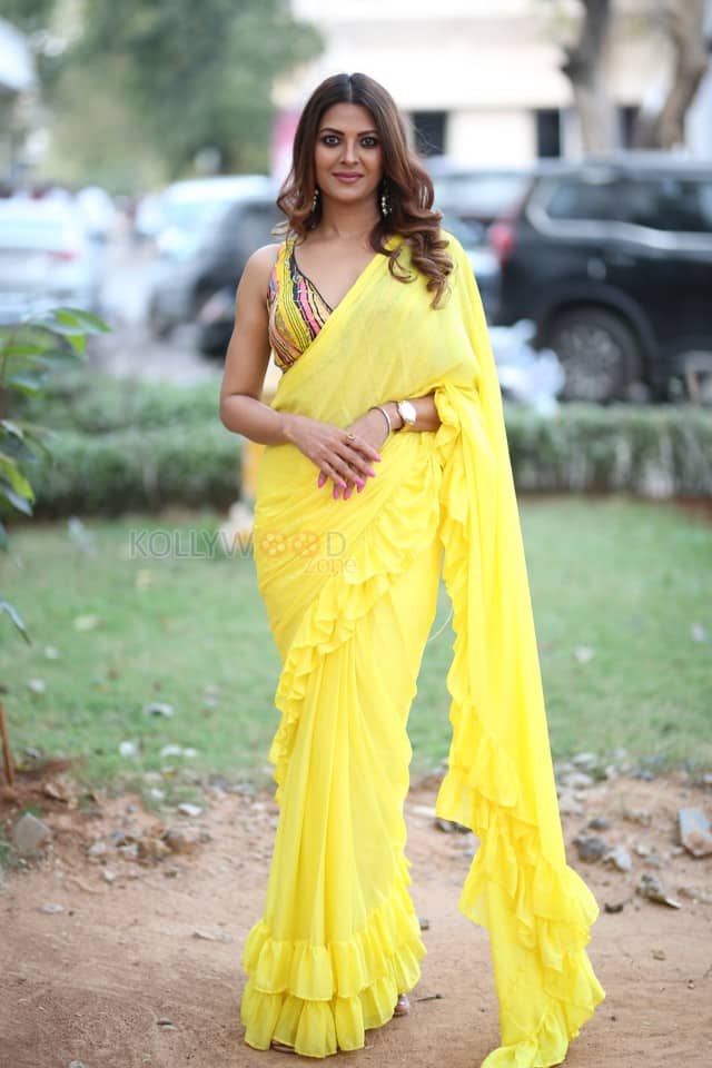 Actress Kashishh Rajput in a Yellow Saree with a Sleeveless Blouse Photos 18