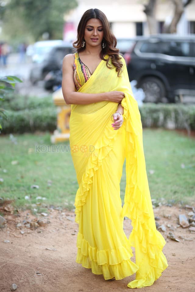 Actress Kashishh Rajput in a Yellow Saree with a Sleeveless Blouse Photos 19