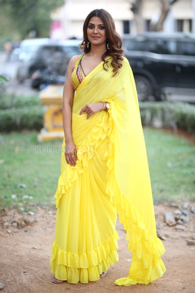 Actress Kashishh Rajput in a Yellow Saree with a Sleeveless Blouse Photos 20