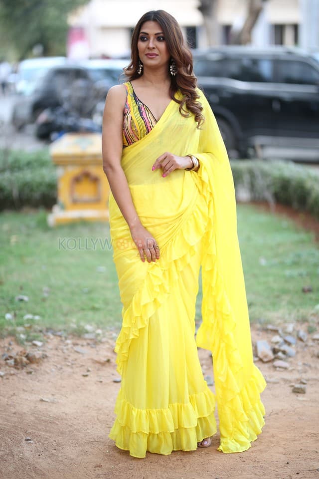 Actress Kashishh Rajput in a Yellow Saree with a Sleeveless Blouse Photos 21