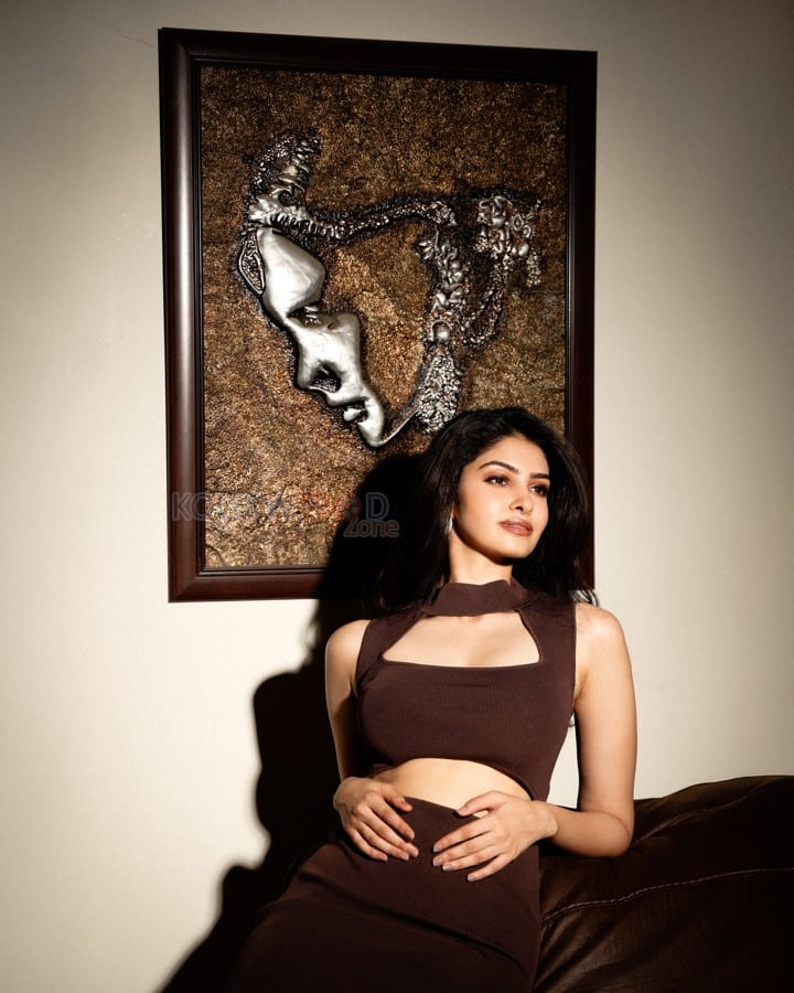 Simmering Beauty Manasa Varanasi in a Brown Cut Out Dress Photos 03