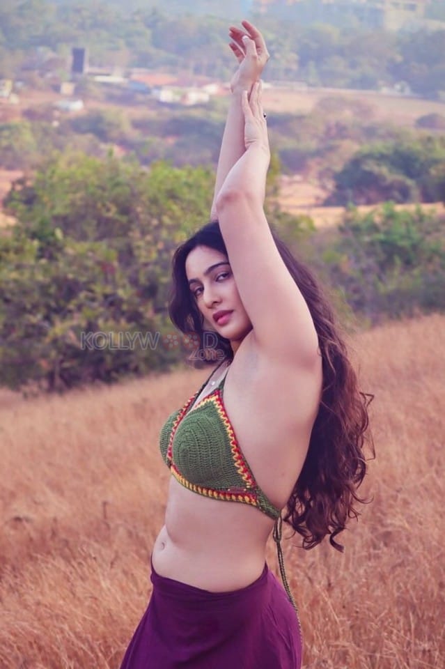 Sexy Hot Megha Shukla in a Crochet Beachwear Halterneck Bra Pictures 01