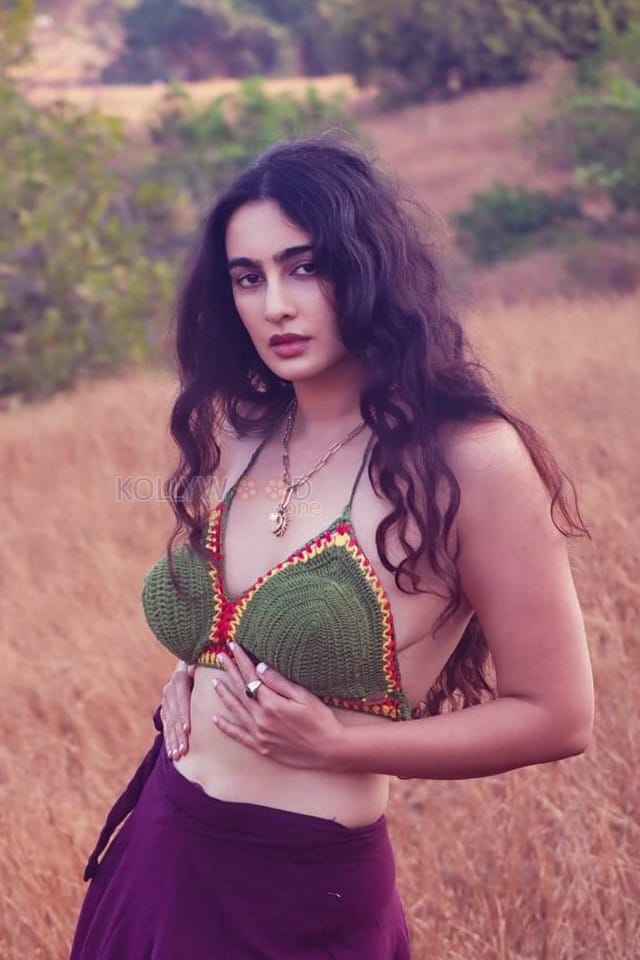 Sexy Hot Megha Shukla in a Crochet Beachwear Halterneck Bra Pictures 02