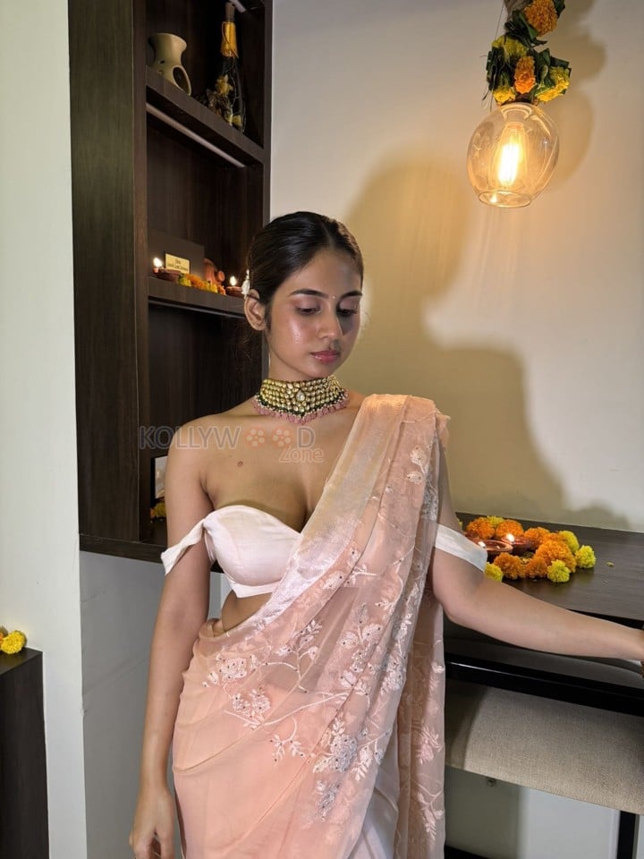 Kannada Beauty Srushti Bannatti Hot Cleavage in Saree Photos 03