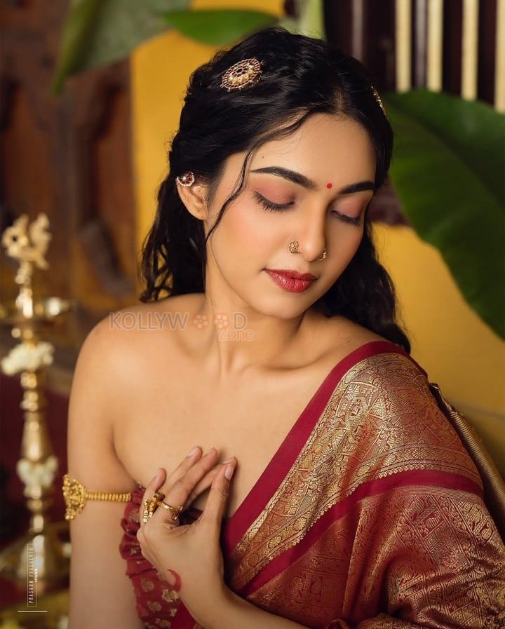Beautiful Akshatha Das in a Traditional Silk Saree with an Off Shoulder Blouse Photos 06