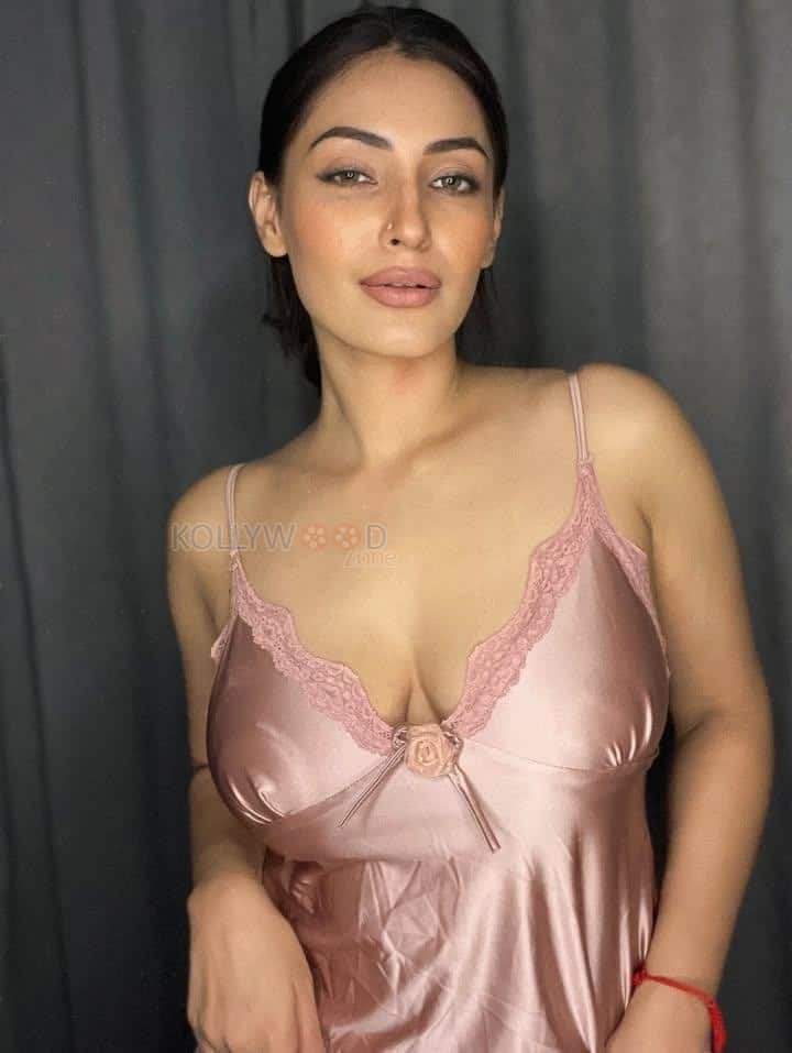 Hot Shivangi Verma in a Pink Satin Night Dress Pictures 03
