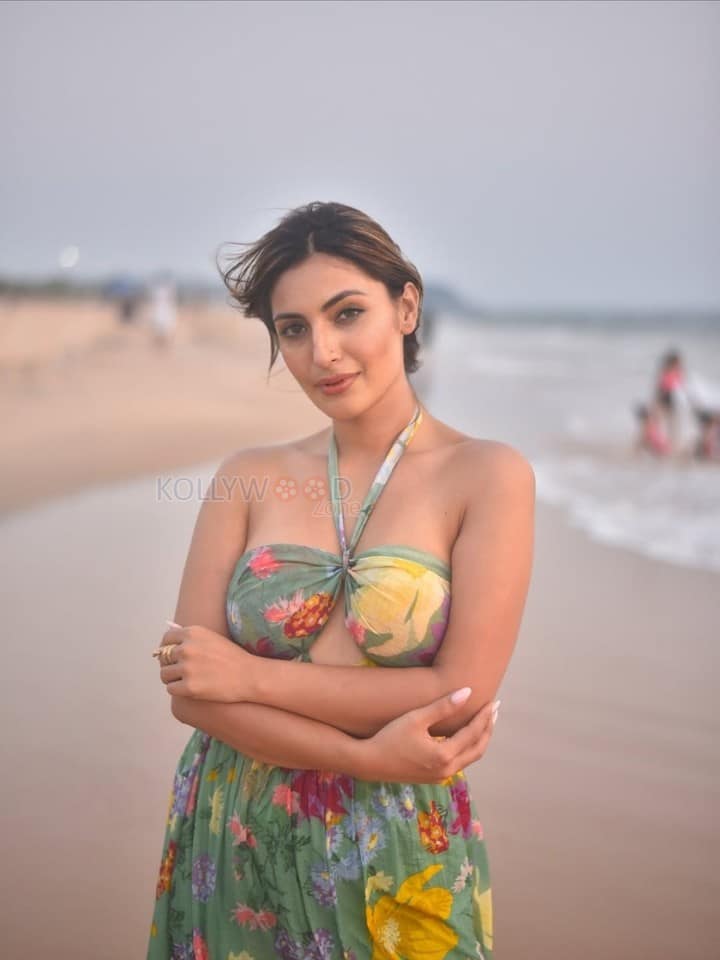Zila Gorakhpur Actress Shivangi Verma in a Vibrant Floral Halter Dress Photos 04