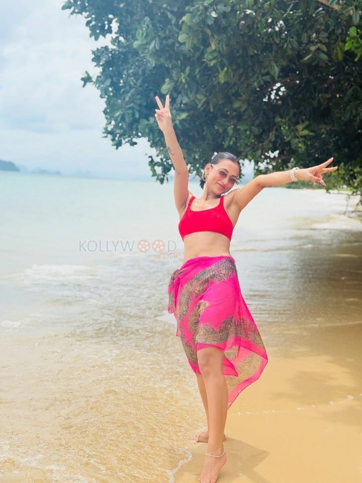 Sexy Mimi Chakraborty in a Red Pink Two Piece Bikini Pictures 02