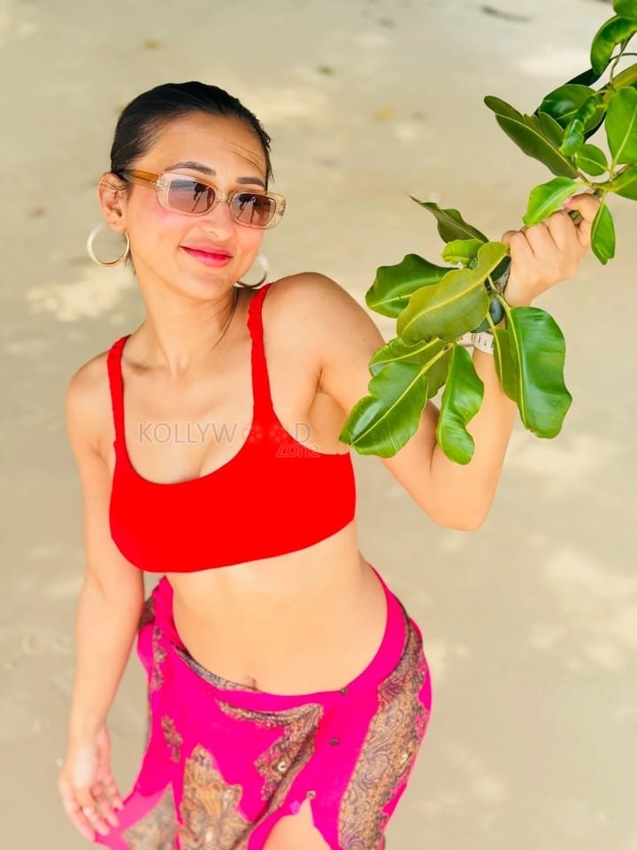 Sexy Mimi Chakraborty in a Red Pink Two Piece Bikini Pictures 03