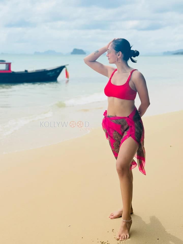 Sexy Mimi Chakraborty in a Red Pink Two Piece Bikini Pictures 04