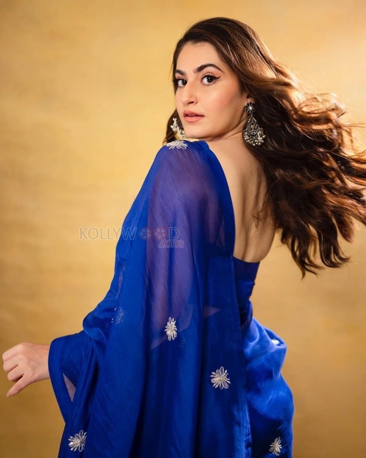 Beautiful Shivaleeka Oberoi in a Blue Transparent Saree Photos 01