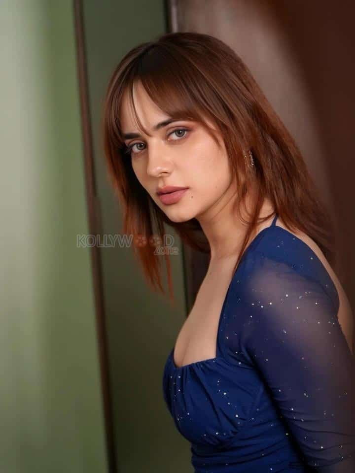 Sexy Priyanka Rewri in a Blue Dress with a See Through Sleeve Photos 03