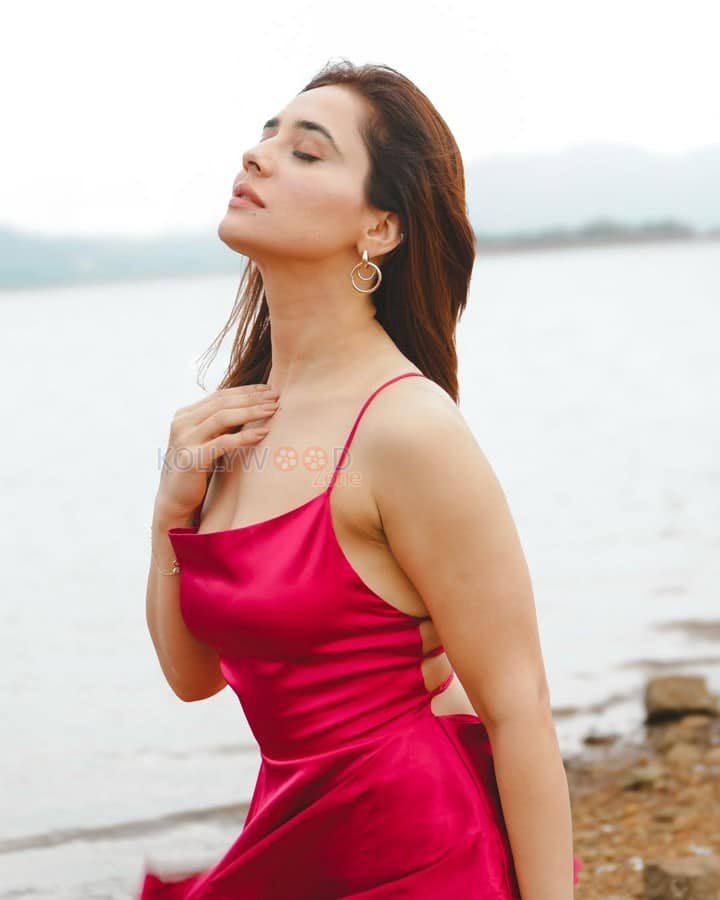 Sexy Priyanka Rewri in a Red Spaghetti Straps Mini Dress Photos 02