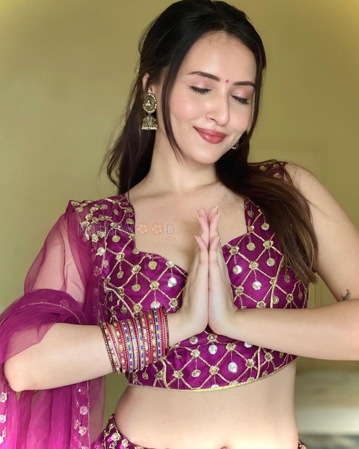 Actress Varsha Rekhate in Pink Lehenga Choli Photos 02