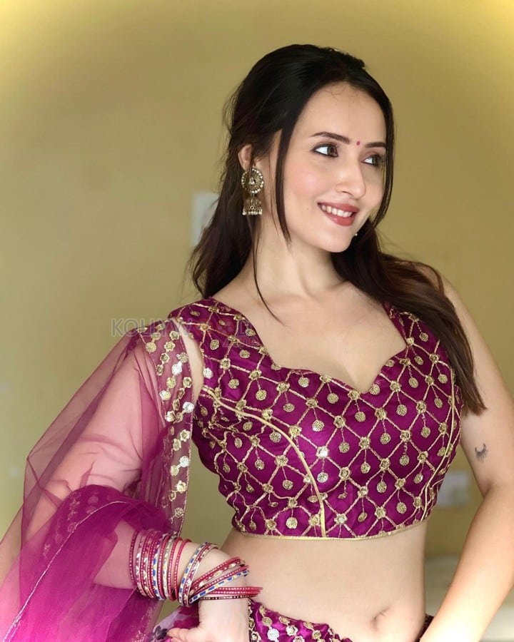 Actress Varsha Rekhate in Pink Lehenga Choli Photos 03