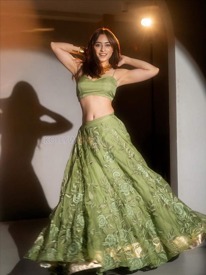 Rose Garden Actress Niyati Fatnani in a Sexy Green Lehenga Photos 05