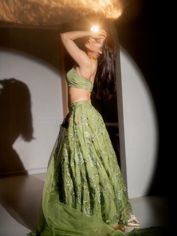 Rose Garden Actress Niyati Fatnani in a Sexy Green Lehenga Photos 06