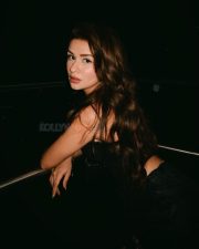 Chic Avneet Kaur in a Black Strapless Floral Lace Tube Top with a High Waisted Bottoms Photos 02